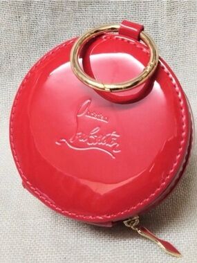 Christian Louboutin Red Patent Zip Around Foundation Compact Carrying Case Charm